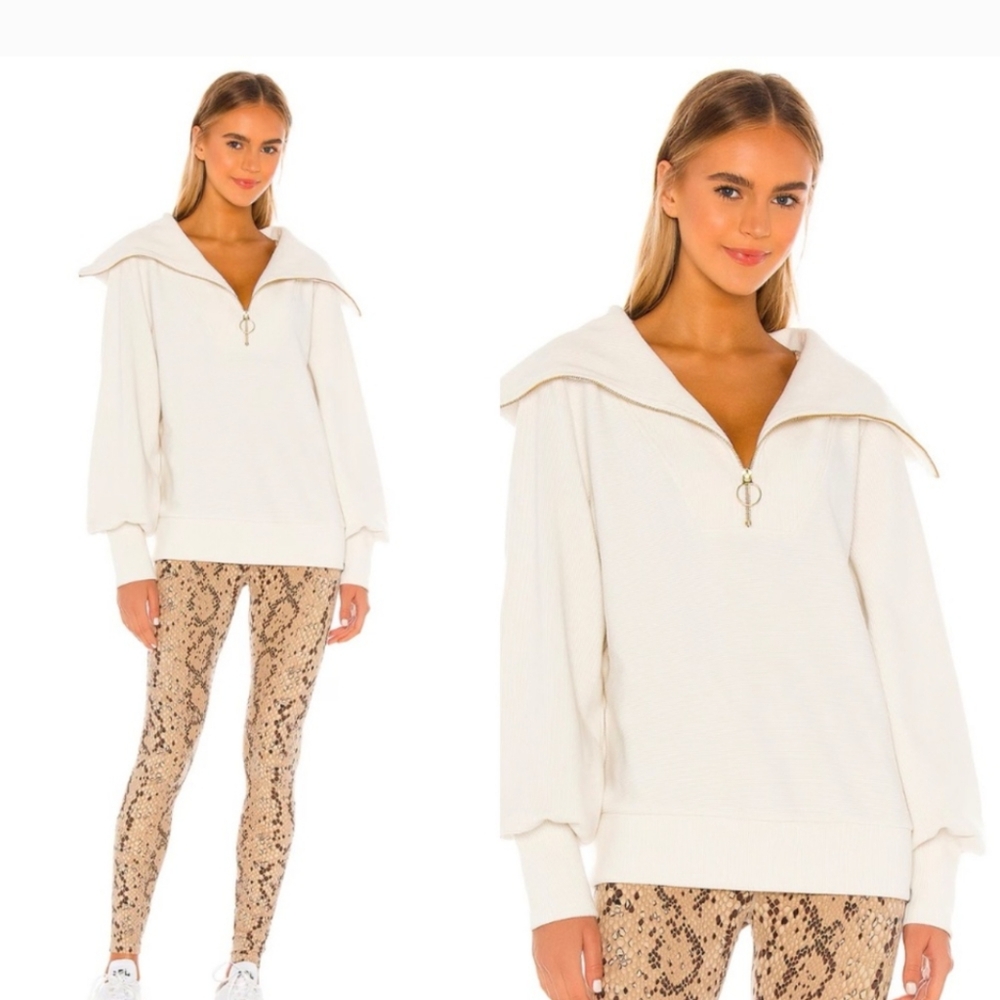 Varley vanilla vine Beige Cream colored quarter zip Sweatshirt Size Small s
